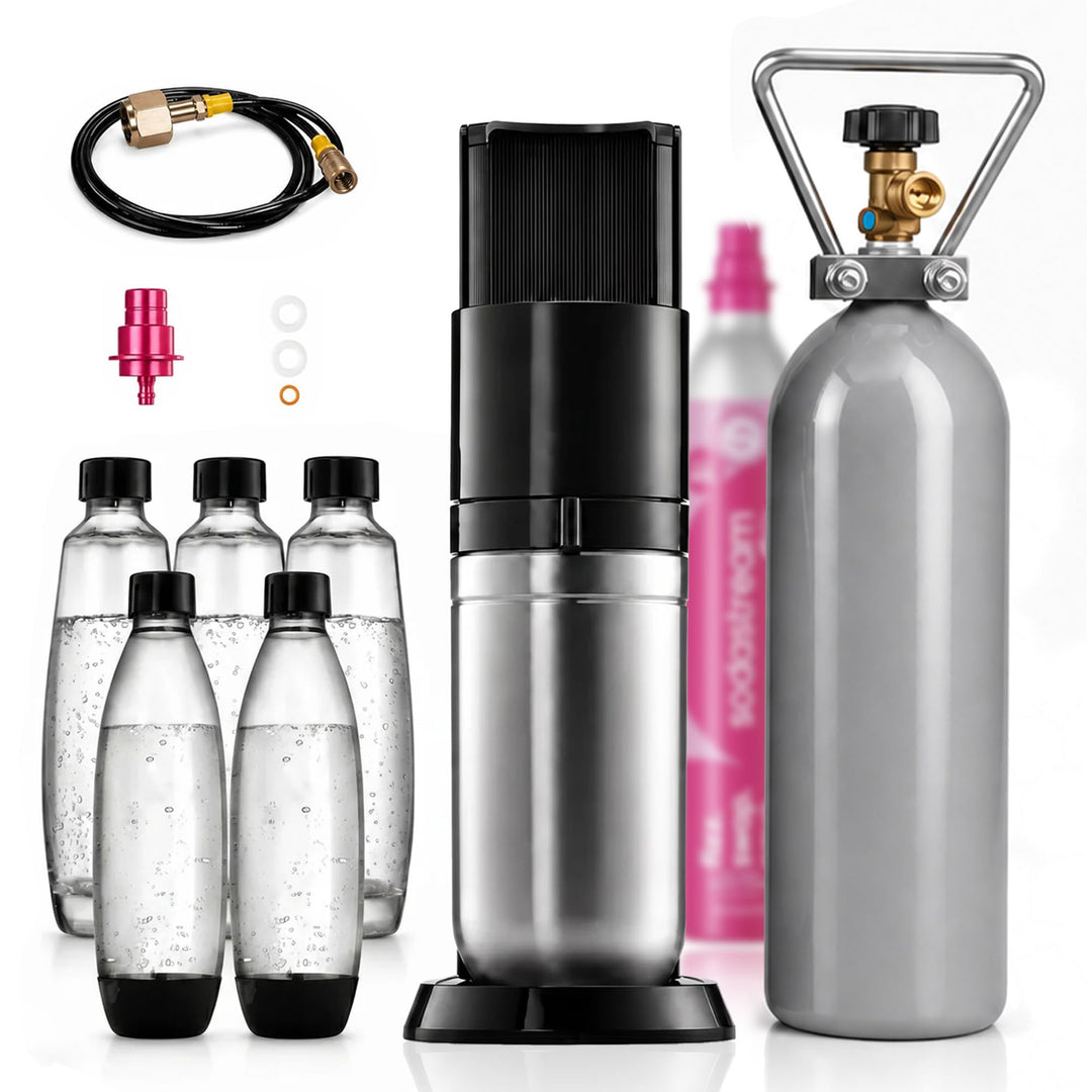 Wassersprudler Duo Spar-Set inkl. Premium-Gerät mit Glaskaraffe, 2 kg CO2-Mehrwegflasche und TÜV-gep