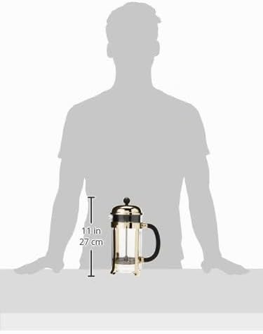 Bodum 1928-17 Chambord Kaffeebereiter 8 Tassen mit Metallrahmen, Edelstahl, Gold, 24 x 50 x 27.2