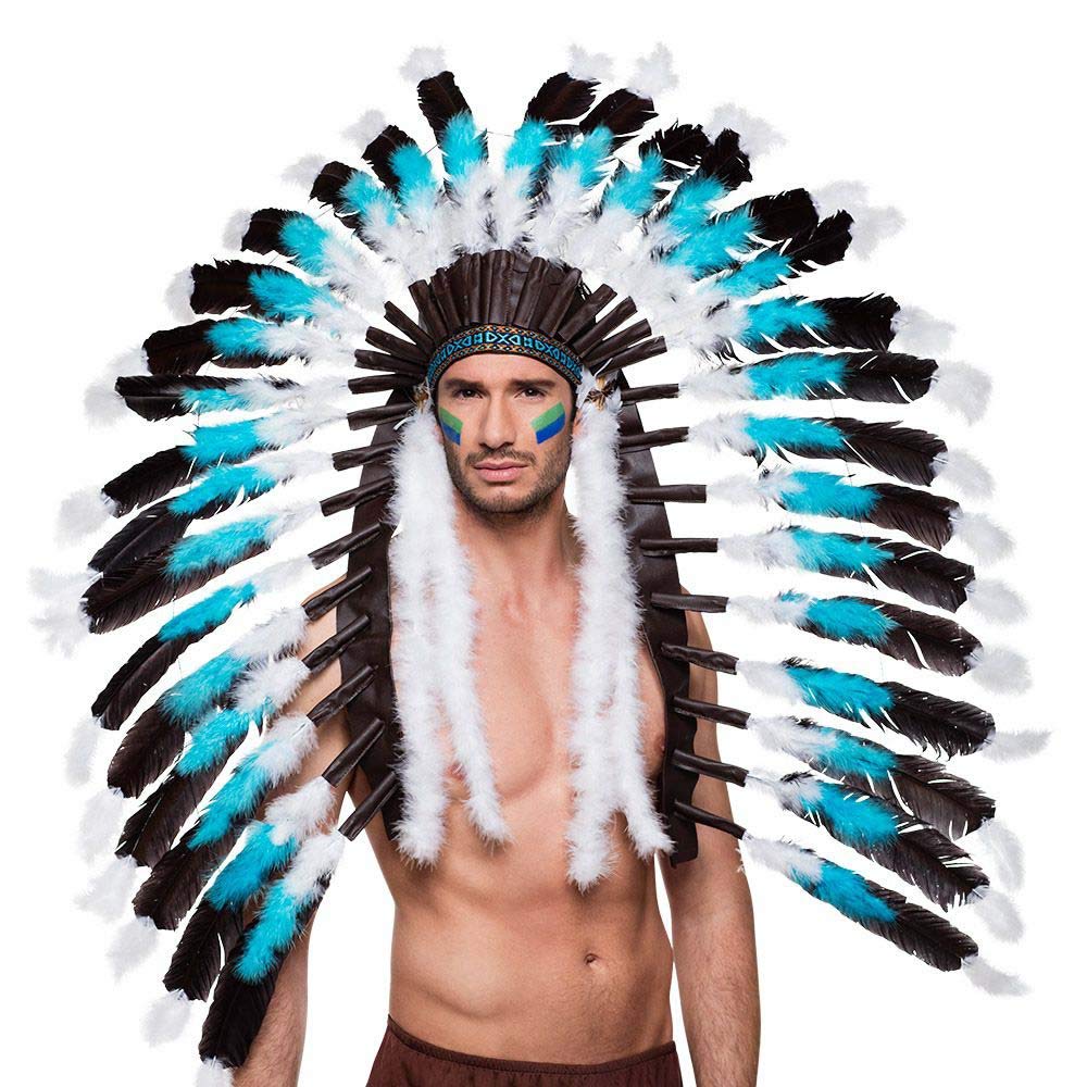 Boland 44141 - Kopfschmuck Indianer Snow Wolf, für Erwachsene, Häuptling, Stirnband, Kopfbedeckung m
