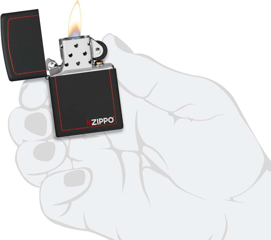 Zippo Original Feuerzeug Black Matte with Border &amp; Logo