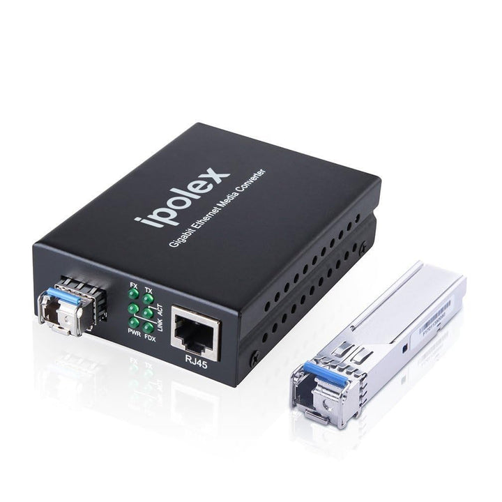 ipolex EIN Paar Gigabit Ethernet Medienkonverter, 1,25G SFP Port, Single-Mode LC Glasfaser zu Ethern