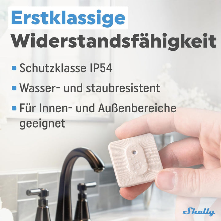 Shelly Blu H&amp;T Ivory | Bluetooth-gesteuerter Temperatur- und Luftfeuchtigkeitssensor | Spritzwasserg