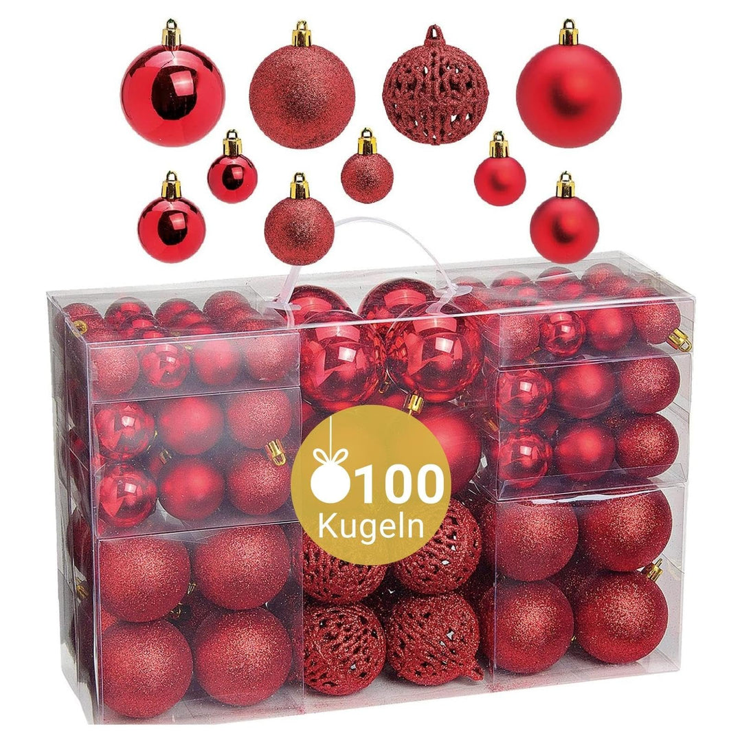 WOMA Weihnachtskugeln Set I 50 oder 100 Christbaum-Kugeln I Weihnachtskugeln Kunststoff I Weihnachts