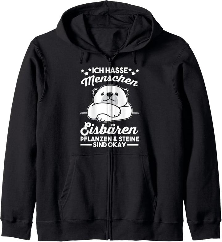 Eisbär Ich hasse Menschen Eisbären Kapuzenjacke