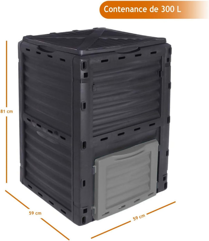 Linxor - Komposter, Behälter, Mülleimer für Gartenkompost - 300 L Grau, Grau
