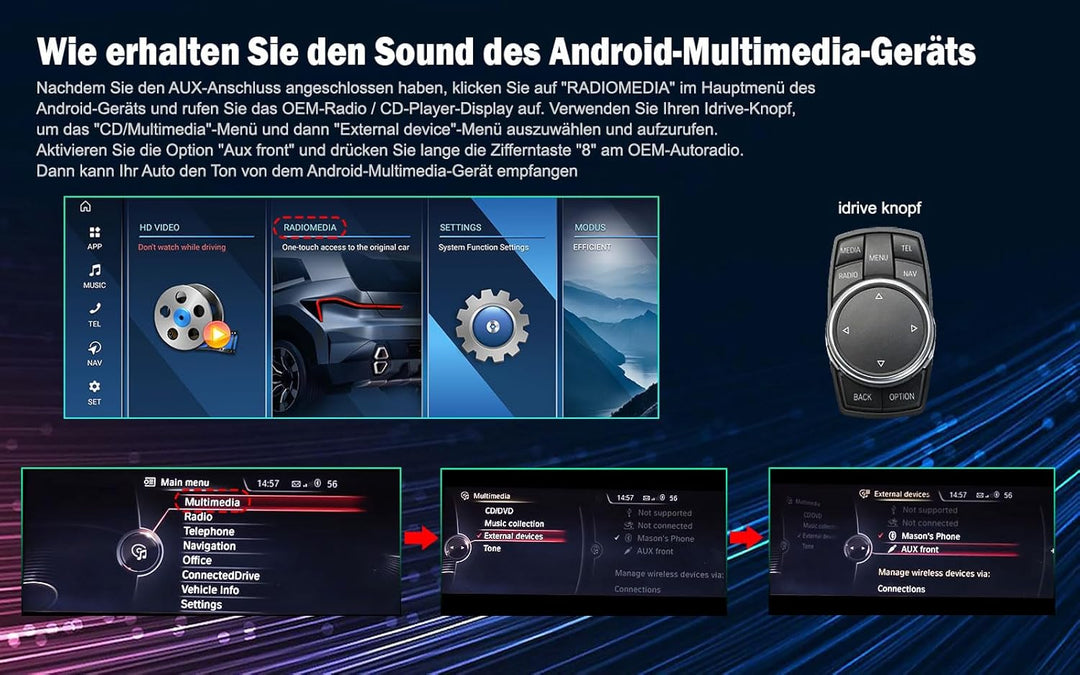 Erisin 10.25 Zoll 4GB RAM 64GB ROM Android 11.0 Autoradio Bluetooth GPS Navi für BMW 5er F10 F11 NBT