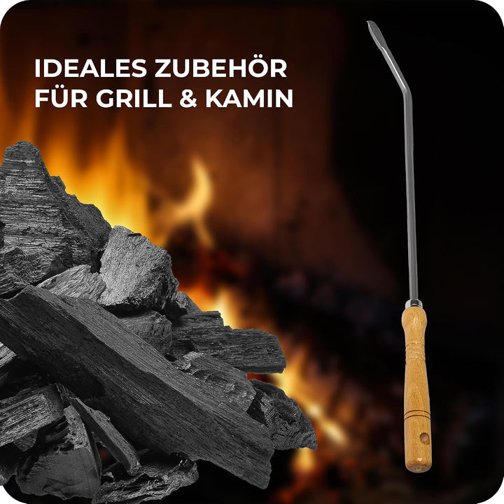 3x Stocheisen mit Holzgriff Schüreisen Schürhaken Glutkratzer Kaminzubehör Kaminbesteck Feuerhaken A