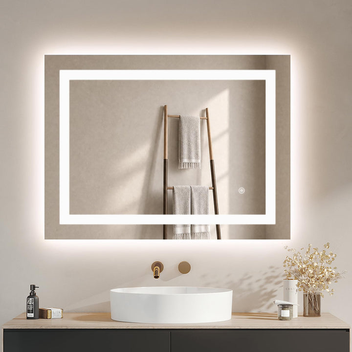 IMPTS Badspiegel mit Beleuchtung 80x60cm LED Spiegel Bad Dimmbar Serie D, Dimmbar 80L x 60B cm, Seri