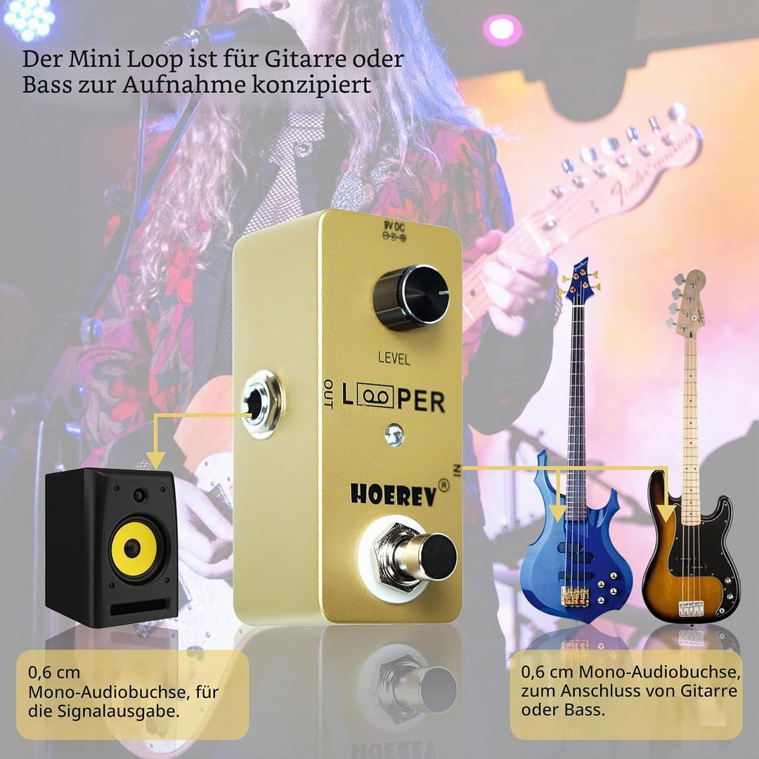 Hoerev Gitarre Mini Loop Effektor Looper Sampler Effekte Tuner für elektrische akustische Gitarre Ba