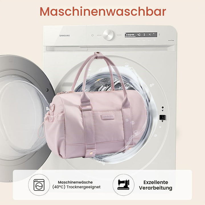 LOVEVOOK Sporttasche Damen, Kleine Reisetasche, Kliniktasche Geburt Rosa 14,5 Zoll – 2er-Set, Rosa 1