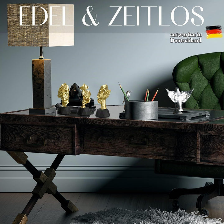 Denker Statue 3er Set – abstrakte Kunst Skulpturen in Gold Schwarz, Gold