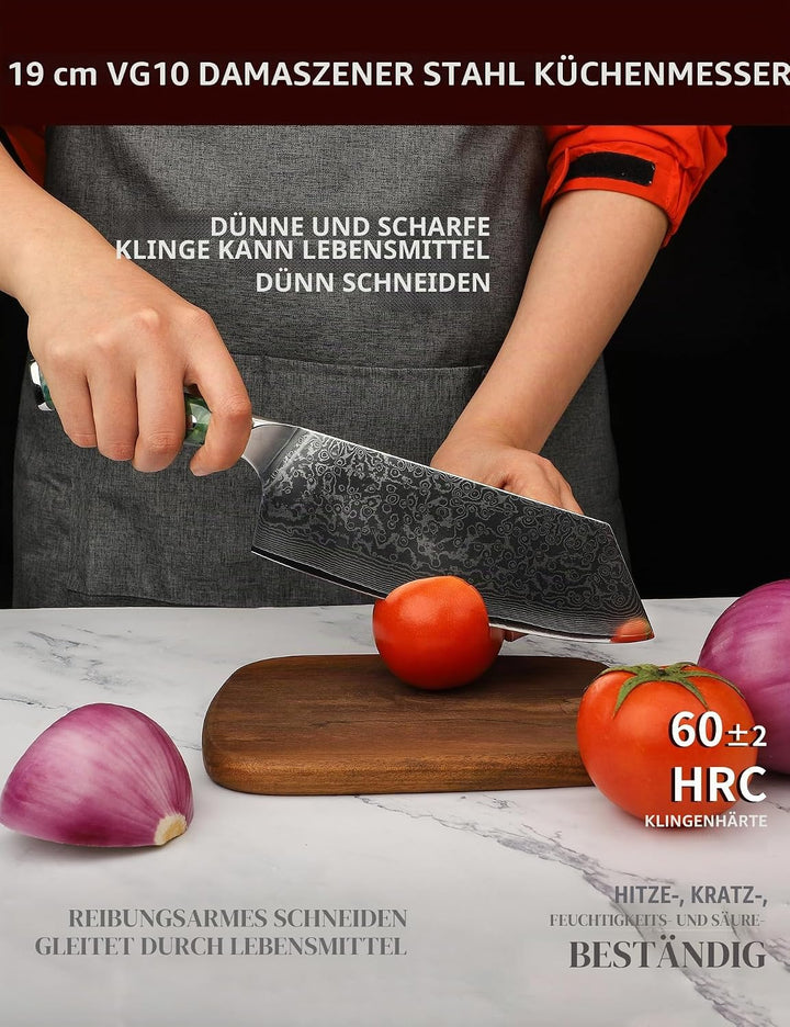 Nakiri Messer 19 cm Profi Küchenmesser Damastmesser, Xuan Serie, VG10 Damaskus Stahl Küchenmesser mi