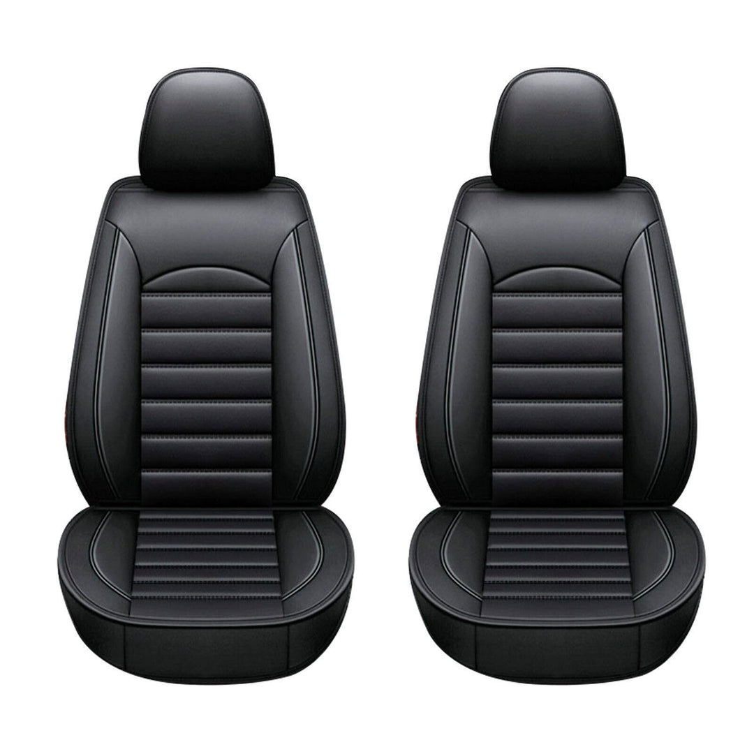Wasserdicht PU Leder Autositzbezüge Fit für Volkswagen Auto Vordersitz 2 Stück Set (schwarz), schwar