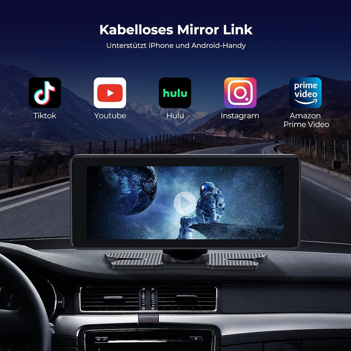 LAMTTO Wireless Carplay Display Für A-ppIe CarPlay und Android Auto Tragbarer 6,86 Zoll Touchscreen