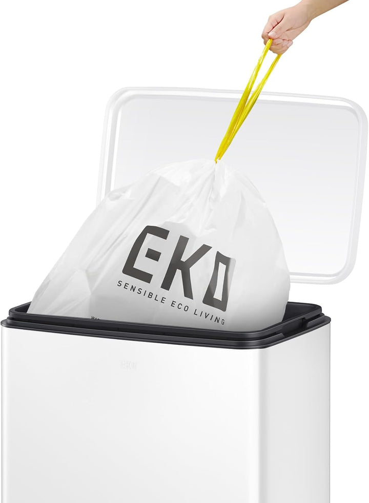 EKO Madison Küchenmülleimer, 30 l, mit Pedal und Soft-Close-Deckel, Weiss, Edelstahl, Anti-Fingerabd