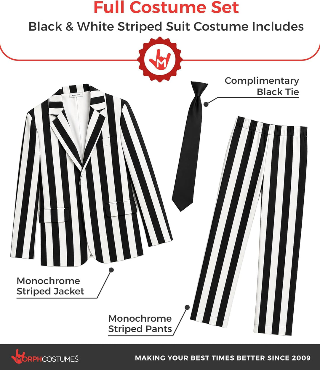 Fun Shack Gestreiftes Anzug Kostüm Herren, Schräges Halloween Kostüm M Schwarz, M Schwarz