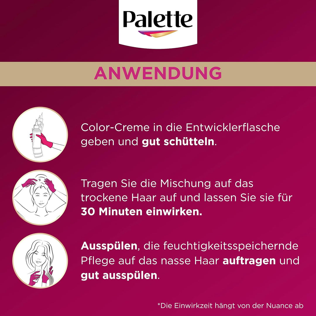 Palette Intensiv Creme Coloration 4-0/800 Dunkelbraun (4 x 115 ml), permanente Haarfarbe für leuchte