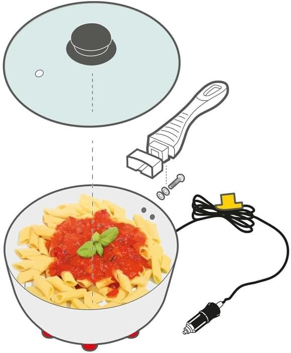 Lampa 97123 Electric Saucepan Tragbarer Kochtopf mit Zigarettenanzünder für unterwegs, Durchmesser 1