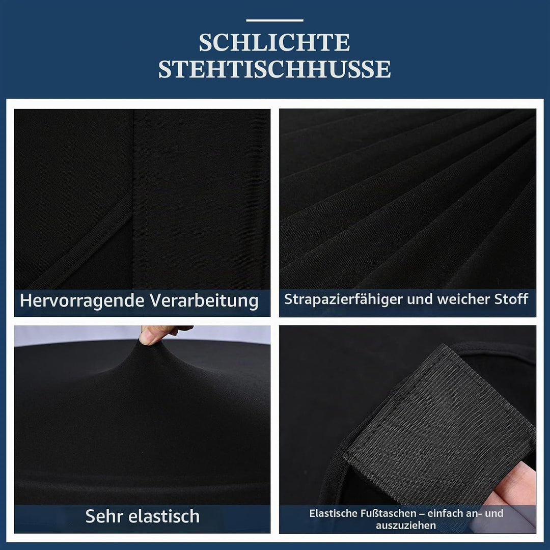 3er-Set Schwarz Stretch Stehtisch Husse für Bistrotisch Ø 60-65 cm Spandex Stretch Tischdecke, Verst