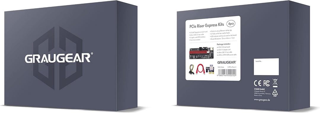 GRAUGEAR PCIe Riser Express Kits - 4 Stück