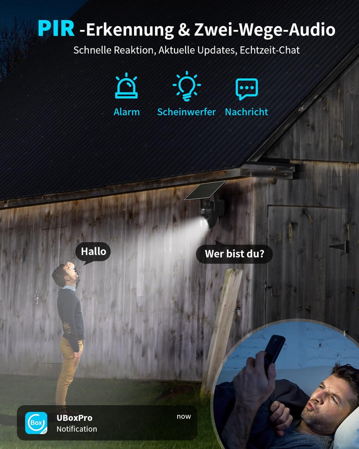 SEHMUA 4G LTE Überwachungskamera Aussen Solar mit SIM Karte, 2K HD PTZ Schwarz 2er-Pack, Schwarz 2er