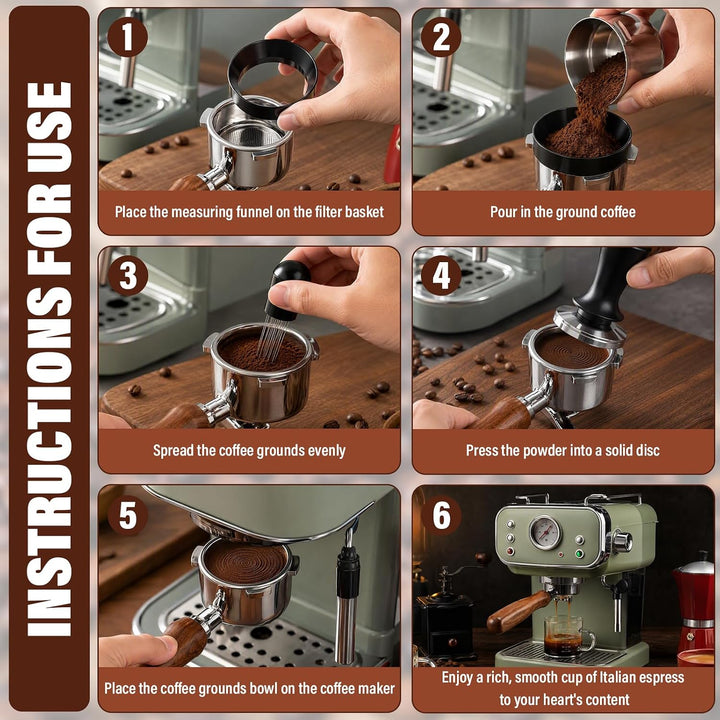 Espresso Zubehör Set mit Tamper WDT Tool Leveler Tampermatte 51mm, 51mm