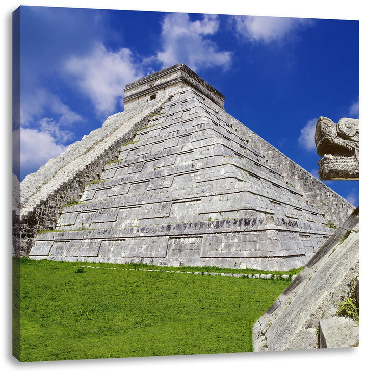 Pixxprint Schöner Maya Tempel in Mexiko, Format: 70x70 auf Leinwand, 70x70