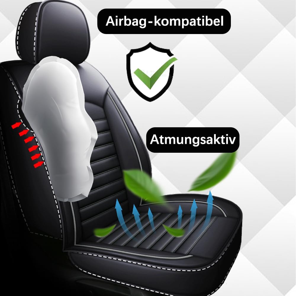 Autositzbezüge Auto Vordersitz 2 Stück Set, Autositzbezüge Leder Universal Set, Geeignet VW Golf TIG