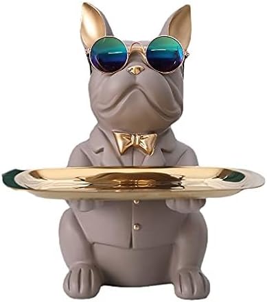 Deko Skulptur Bulldogge, Schlüsselschale Modern Schwarz, Schlüsselablage Flur, Deko Figuren Wohnzimm