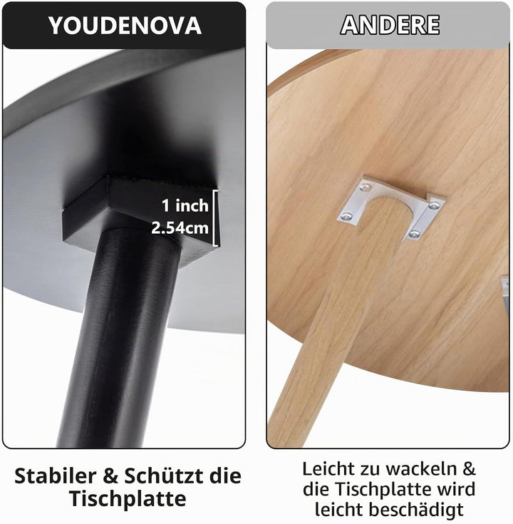 YOUDENOVA Beistelltische Holz, Couchtisch rund, Ø42x52cm, Wohnzimmertisch, Nachttisch mit Tablett, S