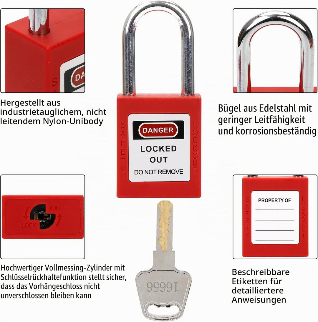 WUWEOT 10 Stück Lockout Tagout Schlösser, verschiedene rote Loto Safe Vorhängeschlösser, OSHA-Sicher