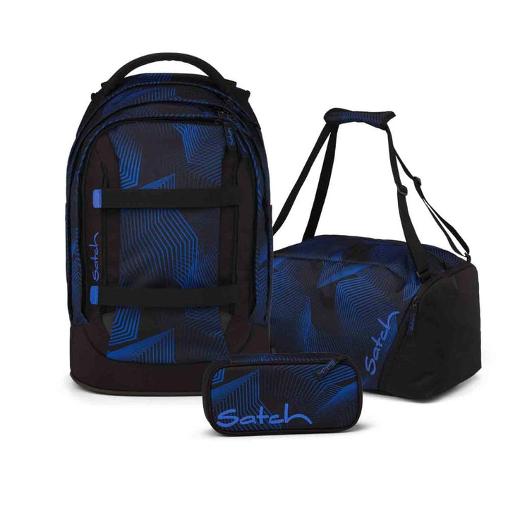 Satch Pack Schulrucksack Set 3tlg. inkl. Schlamperbox und Sporttasche (Seismic Blue), Seismic Blue