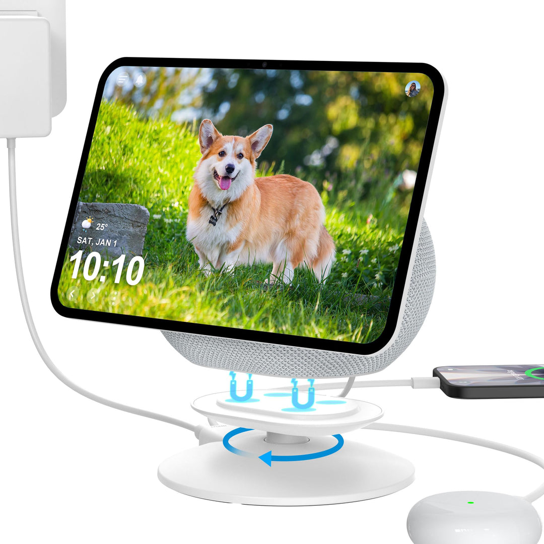 PlusAcc Ständer für Show 11/8 &amp; iPhone mit 2 USB-C/A-Ladeanschluss - 270° Drehung Verstellbare Lades
