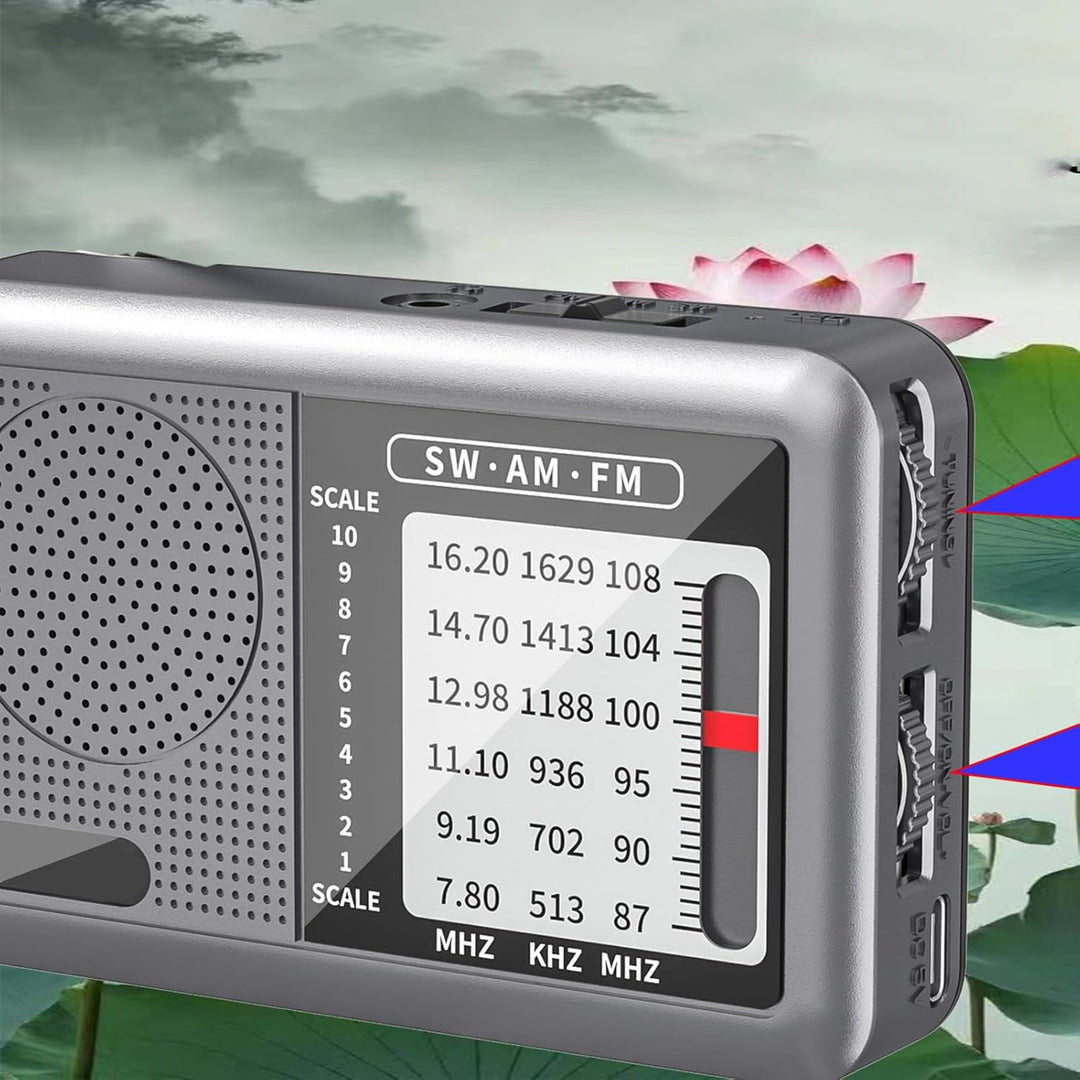AM FM Radio Tragbar, Batteriebetriebenes Radio Mit Kopfhöreranschluss, Wiederaufladbarer Akku &amp; Kurz