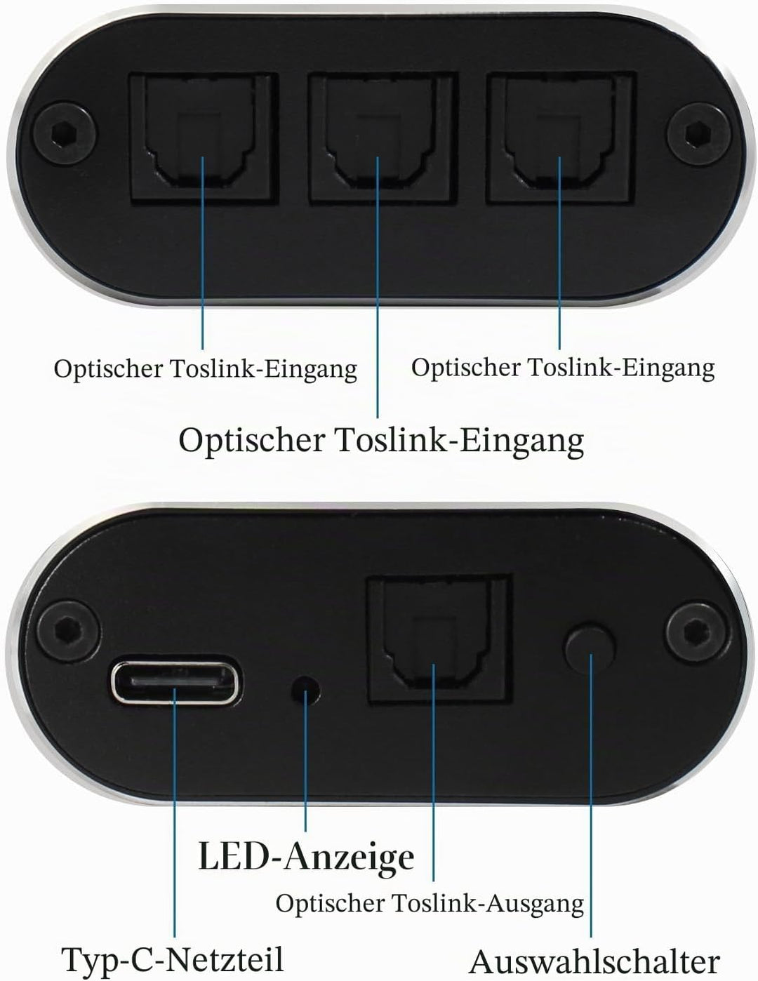 DSD TECH SH-AC01B Optischer Audio-Switcher unterstützt 3 SPDIF IN 1 Out