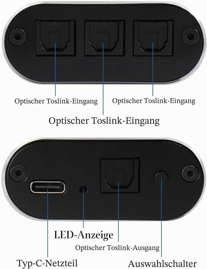 DSD TECH SH-AC01B Optischer Audio-Switcher unterstützt 3 SPDIF IN 1 Out