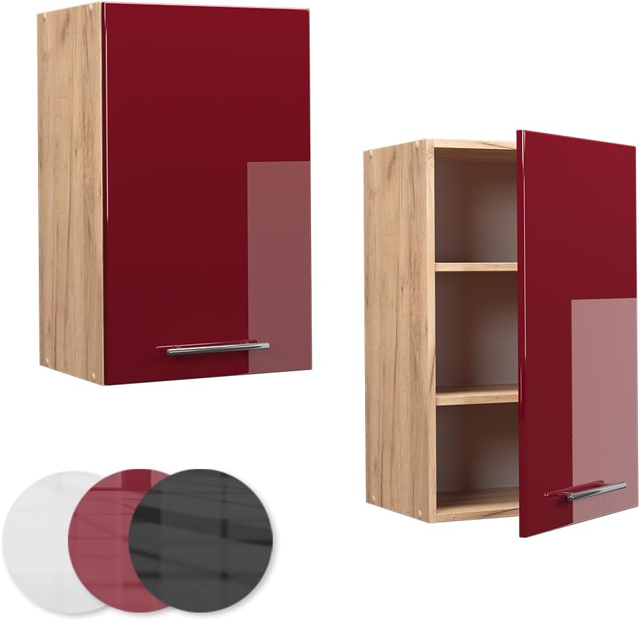 Vicco Hängeschrank Fame-Line, Bordeaux Hochglanz/Goldkraft Eiche, 45 cm Hängeschrank 45 cm Bordeaux