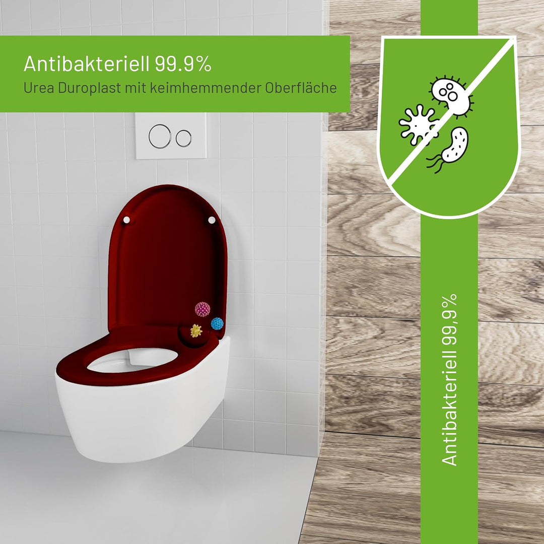 LUVETT® WC-Sitz mit Absenkautomatik D140 D-Form Soft Close® &amp; TakeOff EasyClean Abnahme, hygienisch