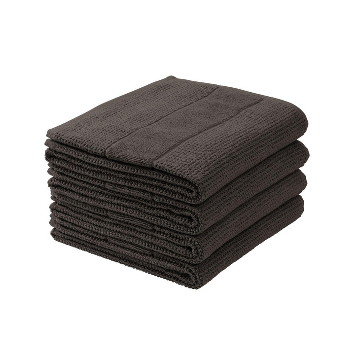 Schiesser Handtuch | 4er Set | 100% Baumwolle | Dunkelgrau | Reiskornoptik Dunkelgrau 50 x 100 cm, D