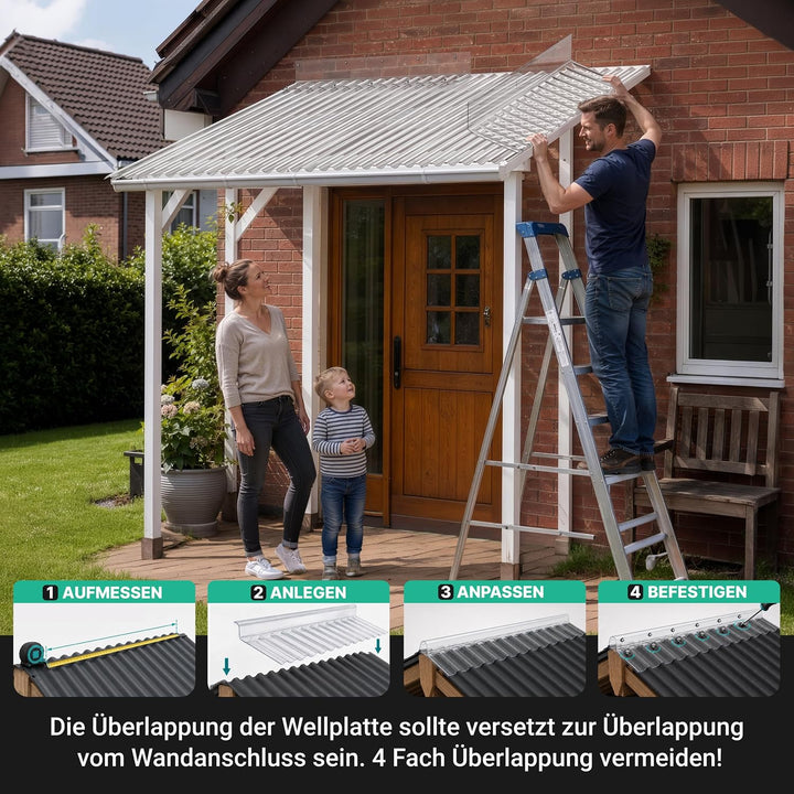 6 Stück-Wandanschluss PVC Sinus 76/18 glasklar für Wellplatten - Pro-Line, 6