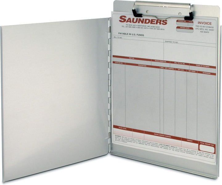 Saunders Klemmbrett aus recyceltem Aluminium, mit Sichtschutzabdeckung, für Briefe Side Hinge, Side
