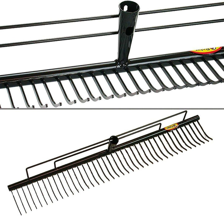 Polar Rasenrechen 100 cm 56 Zinken Rasen Harke Heu rechen Laubrechen mit Stiel
