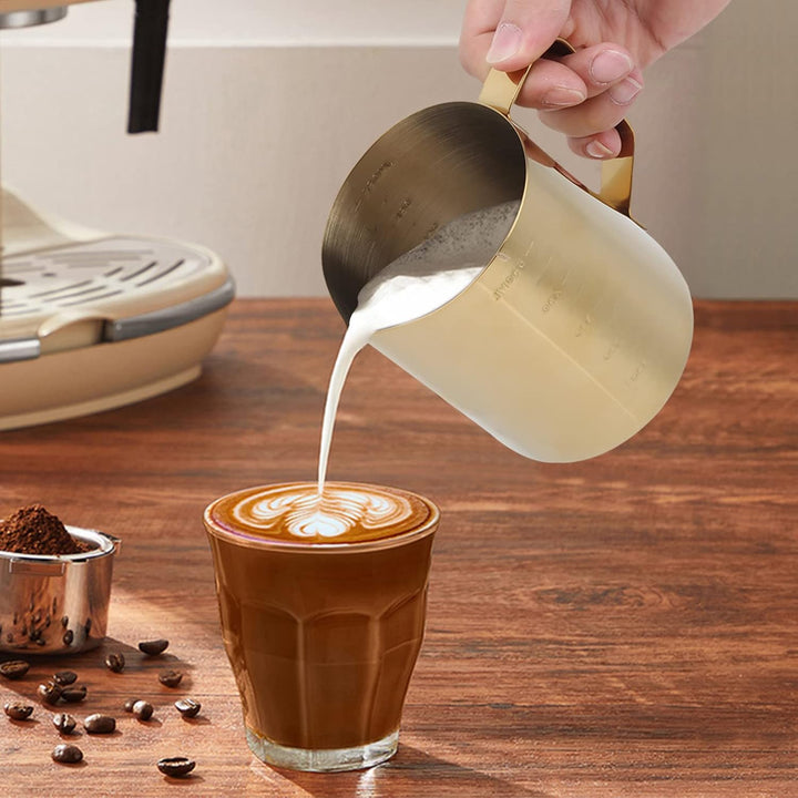 Milchkännchen Edelstahl 600ml, Kaffee Creamer Milch Aufschäumer Kännchen Tasse Mit Messung Mark, Han