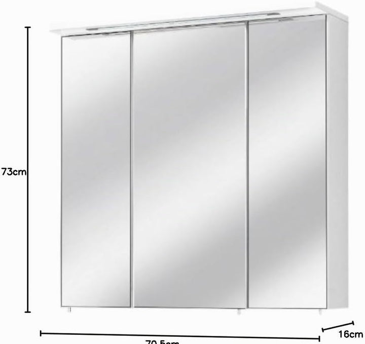 Schildmeyer Spiegelschrank, Holz, weiss, 70.5x16x73 cm, 70.5x16x73 cm