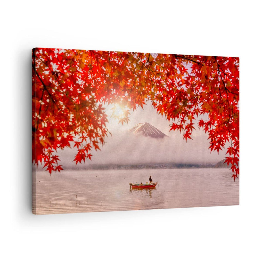 ARTTOR Bilder auf Leinwand Vulkan See Leinwandbild mit Rahmen 70x50cm Wandbilder Dekoration Wohnzimm