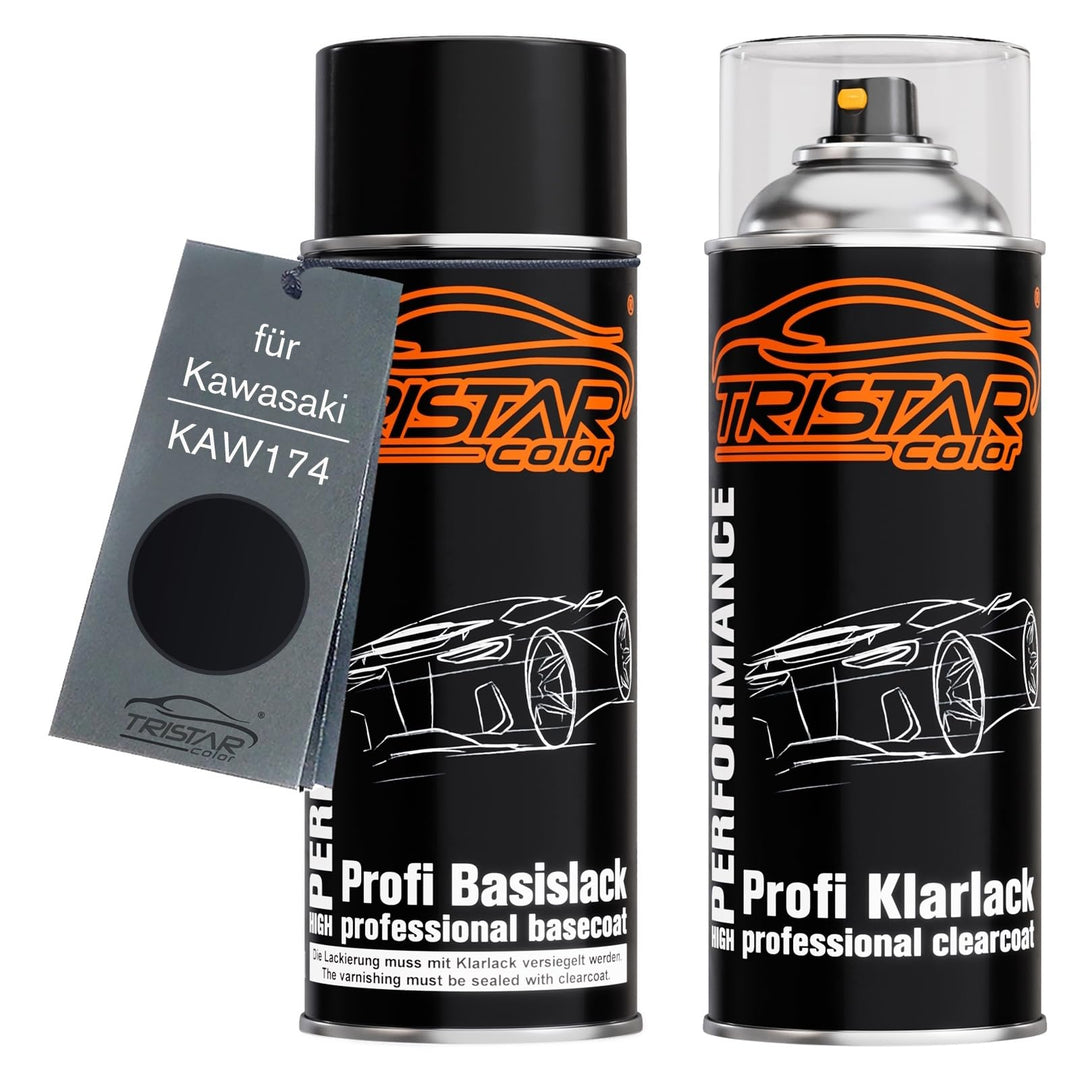 TRISTARcolor Motorradlack Spraydosen Set für Kawasaki KAW174 Ocean Blue Perl Basislack Klarlack Sprü