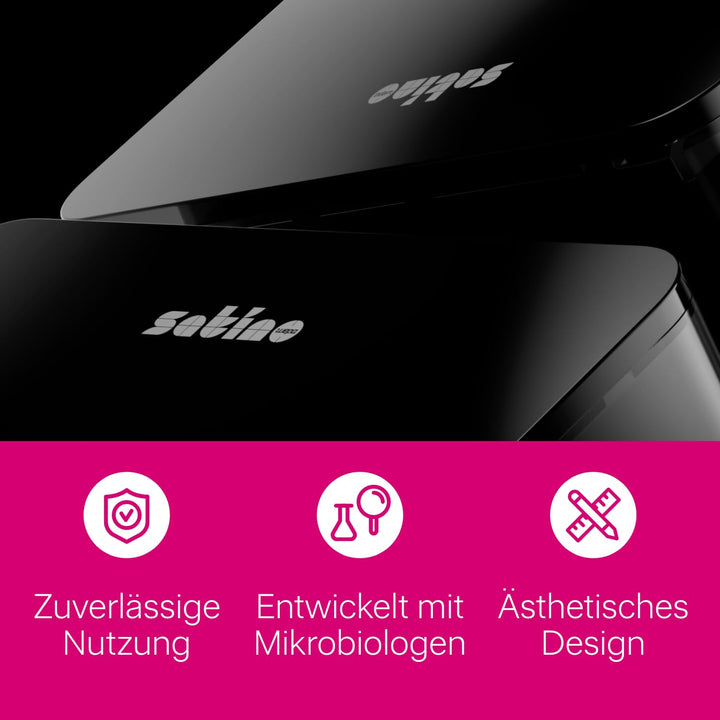 Satino 5l Mülleimer Bad – Eimer mit Deckel - Badezimmer Mülleimer in schwarz oder weiss – Kosmetikei