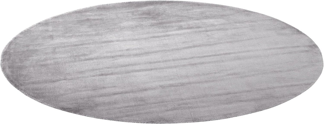Teppich Viskose helles Grau rund 140 cm einfarbig handgewebt Kurzflor Gesi II