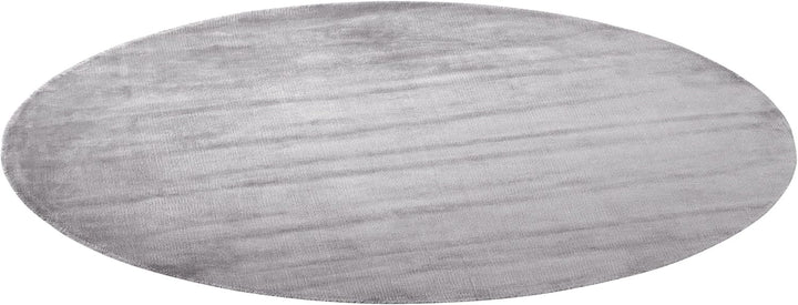 Teppich Viskose helles Grau rund 140 cm einfarbig handgewebt Kurzflor Gesi II