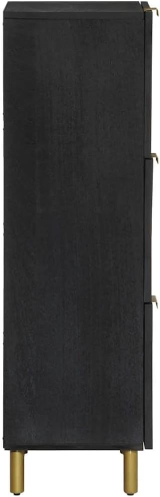 Highboard Schwarz 40x33x110 cm Holzwerkstoff mit Metallfüssen und Griffen, Stauraum Sideboard mit Sc